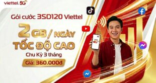 Gói cước 3SD120 Viettel 360.000đ - 2 GB/ngày Tốc Độ Cao, Chu Kỳ 3 tháng