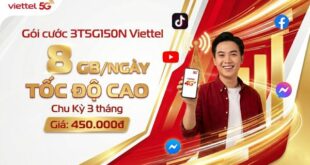Gói 3T5G150N Viettel 450.000đ - 8 GB/ngày Tốc Độ Cao, Chu Kỳ 3 tháng
