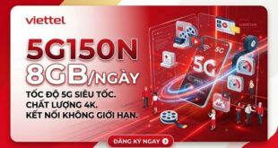 Gói 5G150N Viettel 150.000đ - 8 GB/ngày Tốc Độ Cao, Chu Kỳ 30 ngày