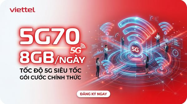 Gói 5G70 Viettel 70.000đ - 8 GB/ngày Tốc Độ Cao, Chu Kỳ 7 ngày