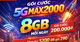 Gói cước 5GMAX200 Viettel 200.000đ - 8 GB/ngày Tốc Độ Cao, Chu Kỳ 30 ngày