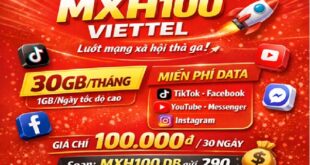 Gói MXH100 Viettel 100.000đ - 1 GB/ngày Tốc Độ Cao, Chu Kỳ 30 ngày
