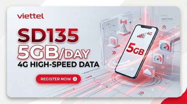 Gói SD135 Viettel 135.000đ - 5 GB/ngày Tốc Độ Cao, Chu Kỳ 30 ngày