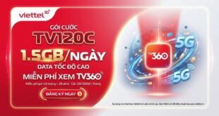 Gói TV120C Viettel 120.000đ - 1,5 GB/ngày Tốc Độ Cao, Chu Kỳ 30 ngày