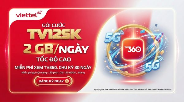 Gói TV125K Viettel 125.000đ - 2 GB/ngày Tốc Độ Cao, Chu Kỳ 30 ngày